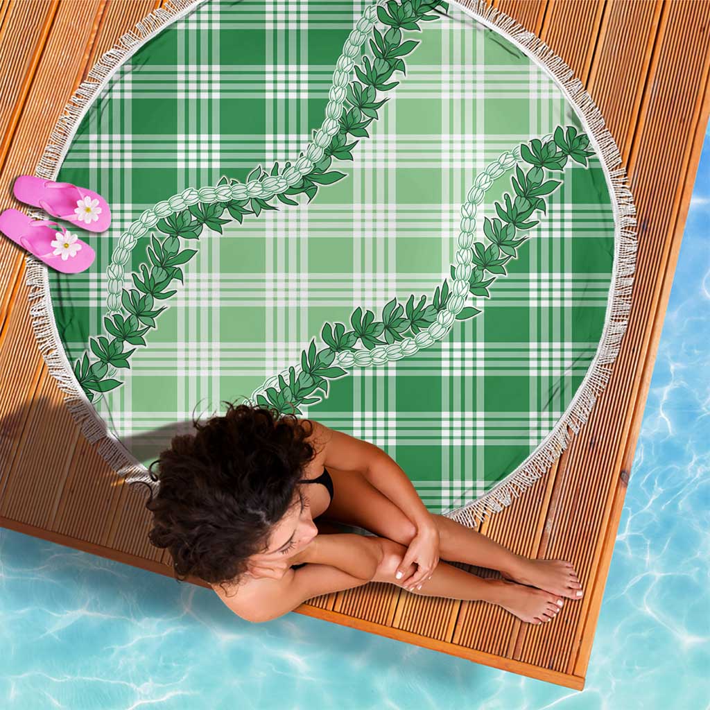 Green Hawaii Palaka Beach Blanket Hawaiian Pikake Lei