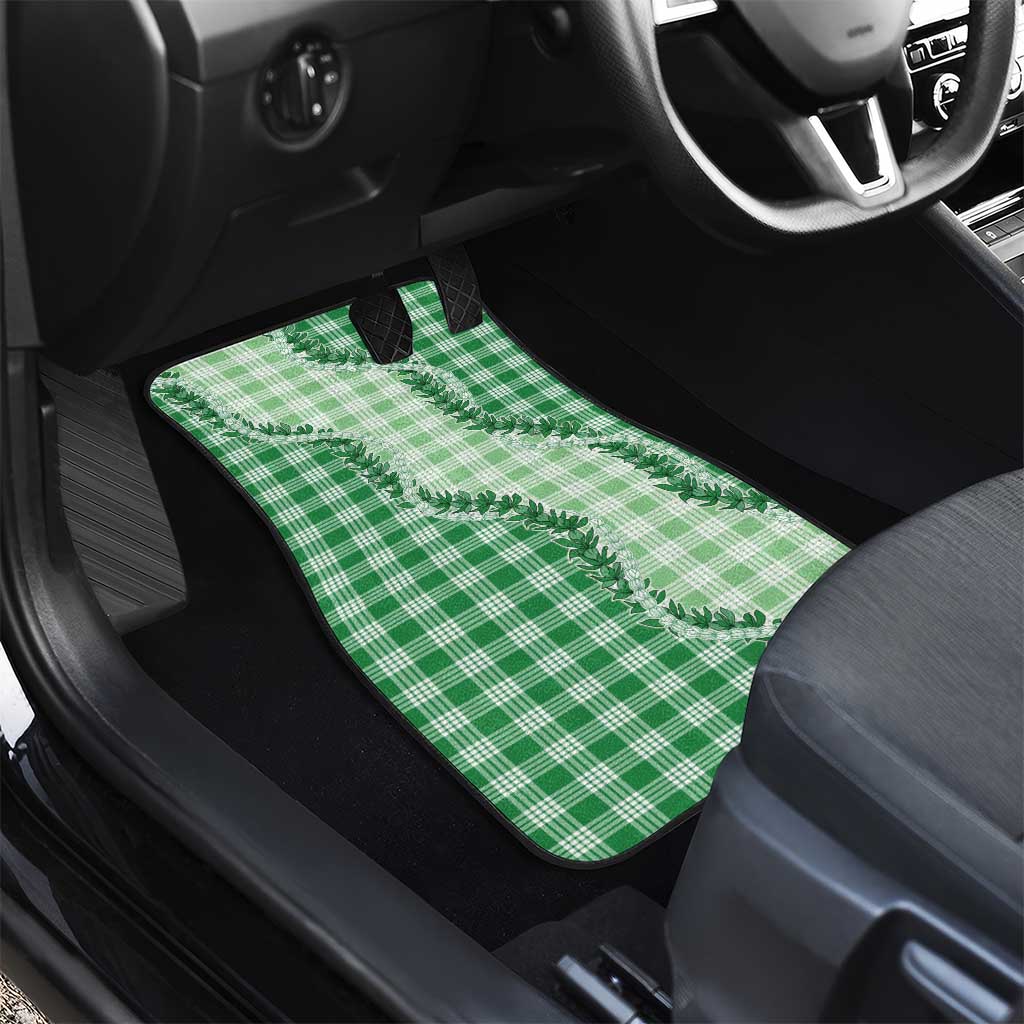 Green Hawaii Palaka Car Mats Hawaiian Pikake Lei