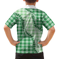 Green Hawaii Palaka Family Matching Tank Maxi Dress and Hawaiian Shirt Hawaiian Pikake Lei LT05 - Polynesian Pride
