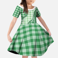 Green Hawaii Palaka Family Matching Tank Maxi Dress and Hawaiian Shirt Hawaiian Pikake Lei LT05 Daughter's Dress Green - Polynesian Pride
