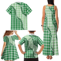 Green Hawaii Palaka Family Matching Tank Maxi Dress and Hawaiian Shirt Hawaiian Pikake Lei LT05 - Polynesian Pride