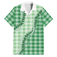 Green Hawaii Palaka Family Matching Tank Maxi Dress and Hawaiian Shirt Hawaiian Pikake Lei LT05 Dad's Shirt - Short Sleeve Green - Polynesian Pride
