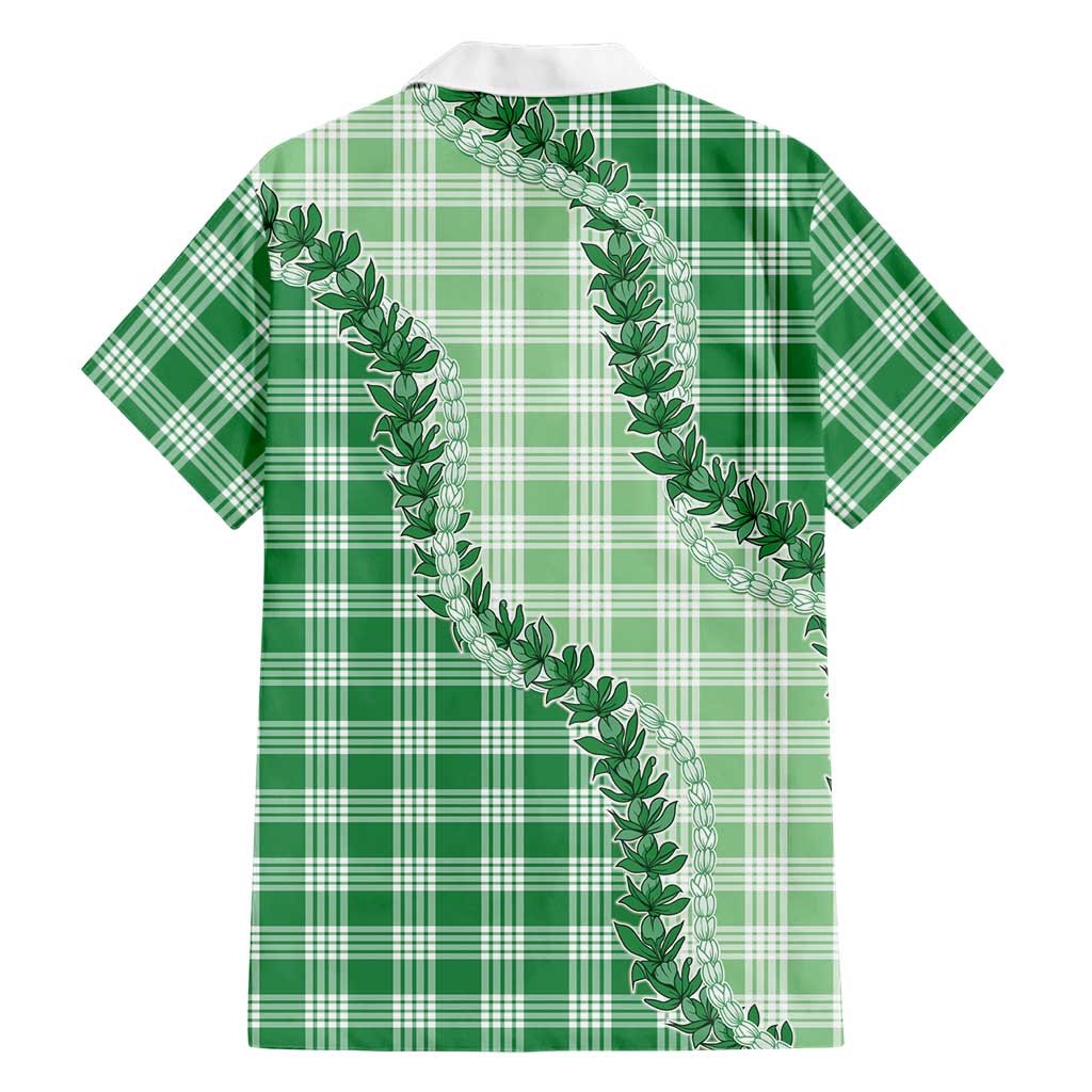 Green Hawaii Palaka Family Matching Tank Maxi Dress and Hawaiian Shirt Hawaiian Pikake Lei LT05 - Polynesian Pride