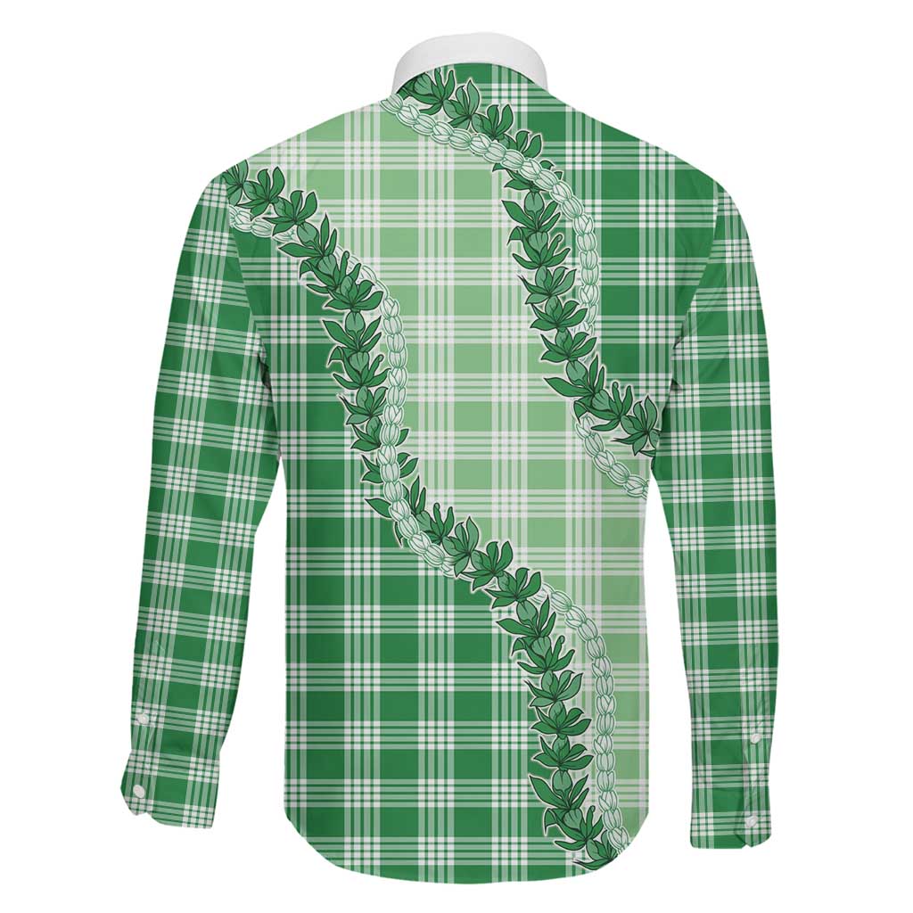 Green Hawaii Palaka Family Matching Tank Maxi Dress and Hawaiian Shirt Hawaiian Pikake Lei LT05 - Polynesian Pride