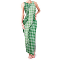 Green Hawaii Palaka Family Matching Tank Maxi Dress and Hawaiian Shirt Hawaiian Pikake Lei LT05 Mom's Dress Green - Polynesian Pride