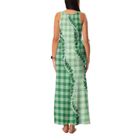 Green Hawaii Palaka Family Matching Tank Maxi Dress and Hawaiian Shirt Hawaiian Pikake Lei LT05 - Polynesian Pride
