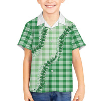 Green Hawaii Palaka Family Matching Tank Maxi Dress and Hawaiian Shirt Hawaiian Pikake Lei LT05 Son's Shirt Green - Polynesian Pride
