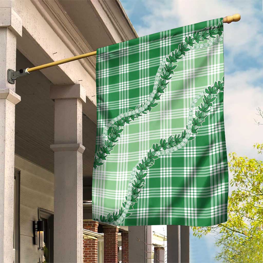 Green Hawaii Palaka Garden Flag Hawaiian Pikake Lei