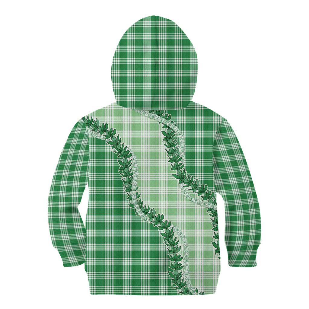 Green Hawaii Palaka Kid Hoodie Hawaiian Pikake Lei