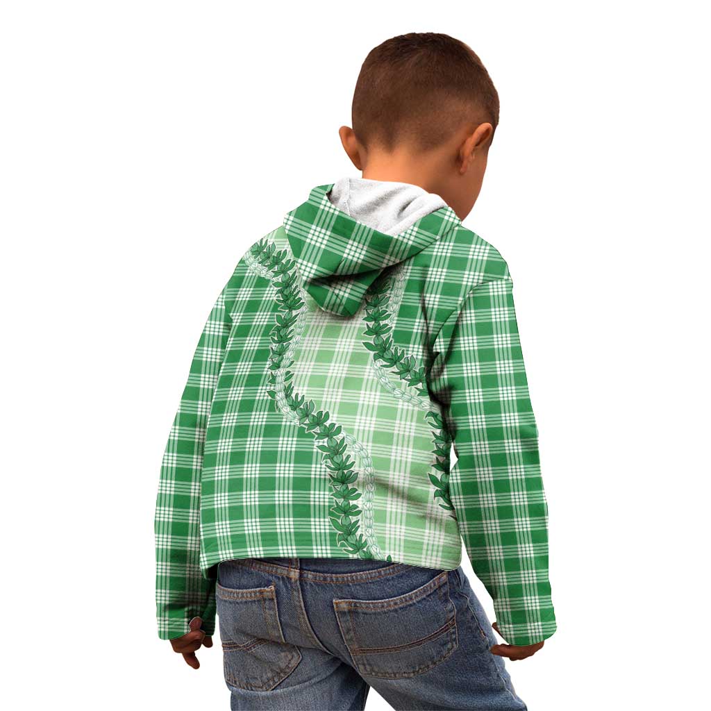 Green Hawaii Palaka Kid Hoodie Hawaiian Pikake Lei