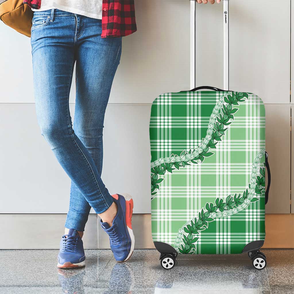 Green Hawaii Palaka Luggage Cover Hawaiian Pikake Lei