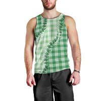 Green Hawaii Palaka Men Tank Top Hawaiian Pikake Lei