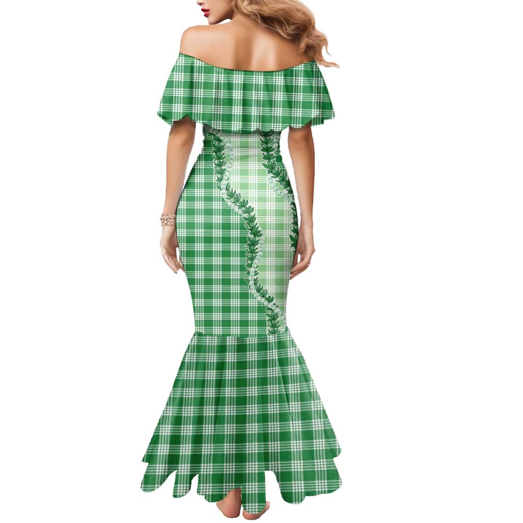 Green Hawaii Palaka Mermaid Dress Hawaiian Pikake Lei LT05 - Polynesian Pride