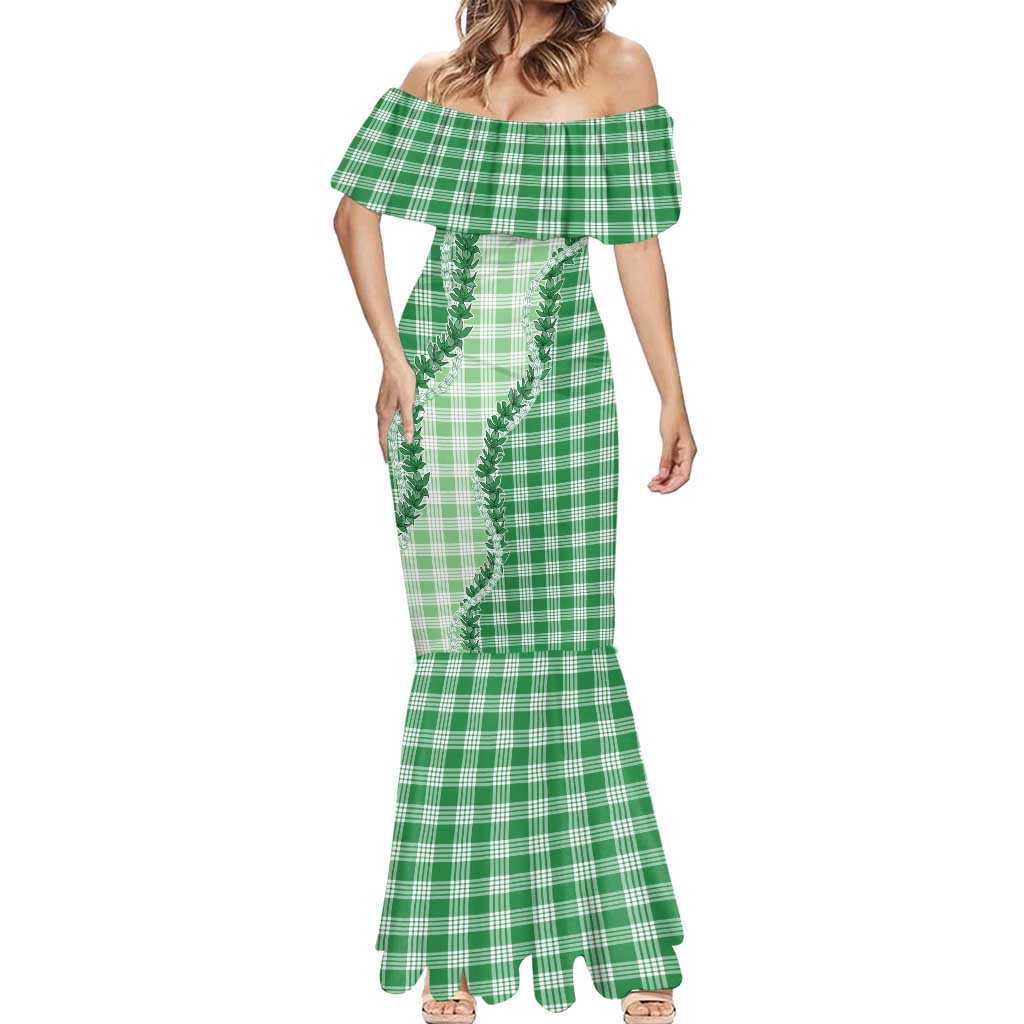 Green Hawaii Palaka Mermaid Dress Hawaiian Pikake Lei LT05 - Polynesian Pride