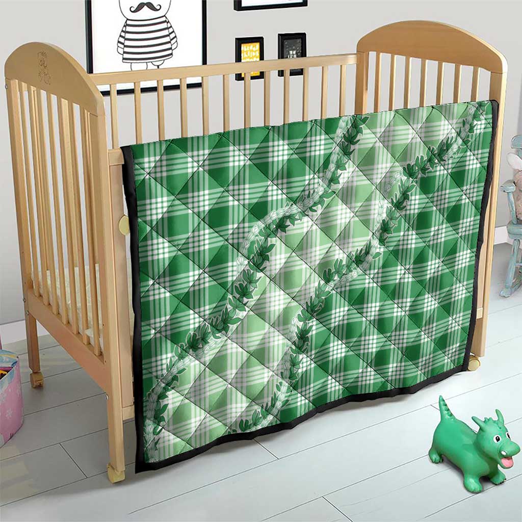 Green Hawaii Palaka Quilt Hawaiian Pikake Lei