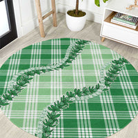 Green Hawaii Palaka Round Carpet Hawaiian Pikake Lei