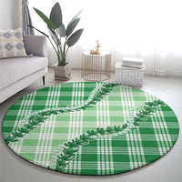 Green Hawaii Palaka Round Carpet Hawaiian Pikake Lei