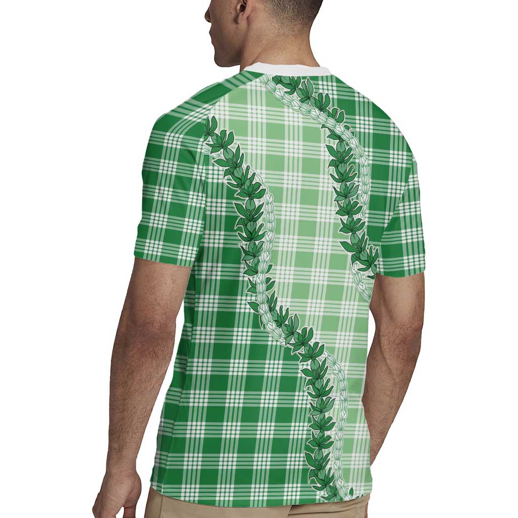 Green Hawaii Palaka Rugby Jersey Hawaiian Pikake Lei