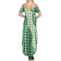 Green Hawaii Palaka Summer Maxi Dress Hawaiian Pikake Lei