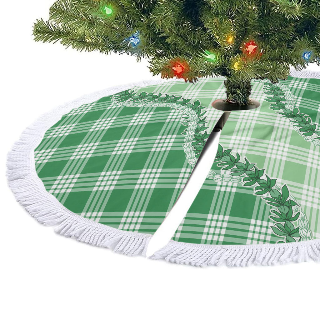 Green Hawaii Palaka Tree Skirt Hawaiian Pikake Lei LT05 - Polynesian Pride