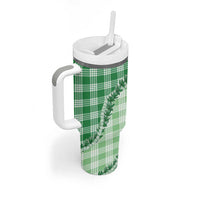 Green Hawaii Palaka Tumbler With Handle Hawaiian Pikake Lei