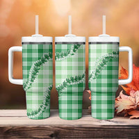 Green Hawaii Palaka Tumbler With Handle Hawaiian Pikake Lei