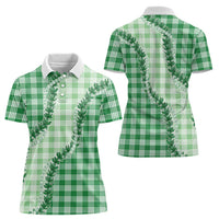 Green Hawaii Palaka Women Polo Shirt Hawaiian Pikake Lei