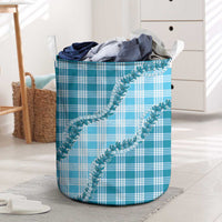 Blue Hawaii Palaka Laundry Basket Hawaiian Pikake Lei