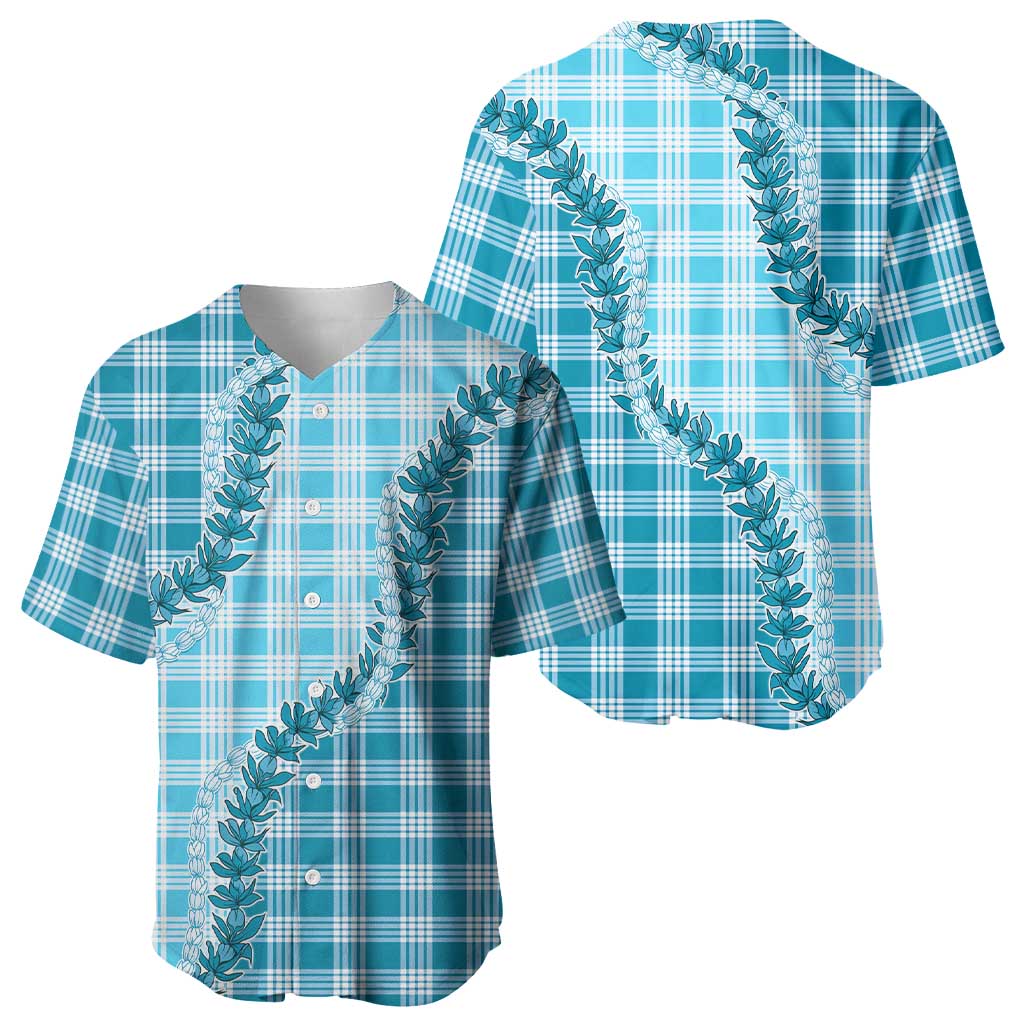 Blue Hawaii Palaka Baseball Jersey Hawaiian Pikake Lei