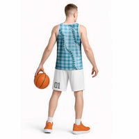 Blue Hawaii Palaka Basketball Jersey Hawaiian Pikake Lei