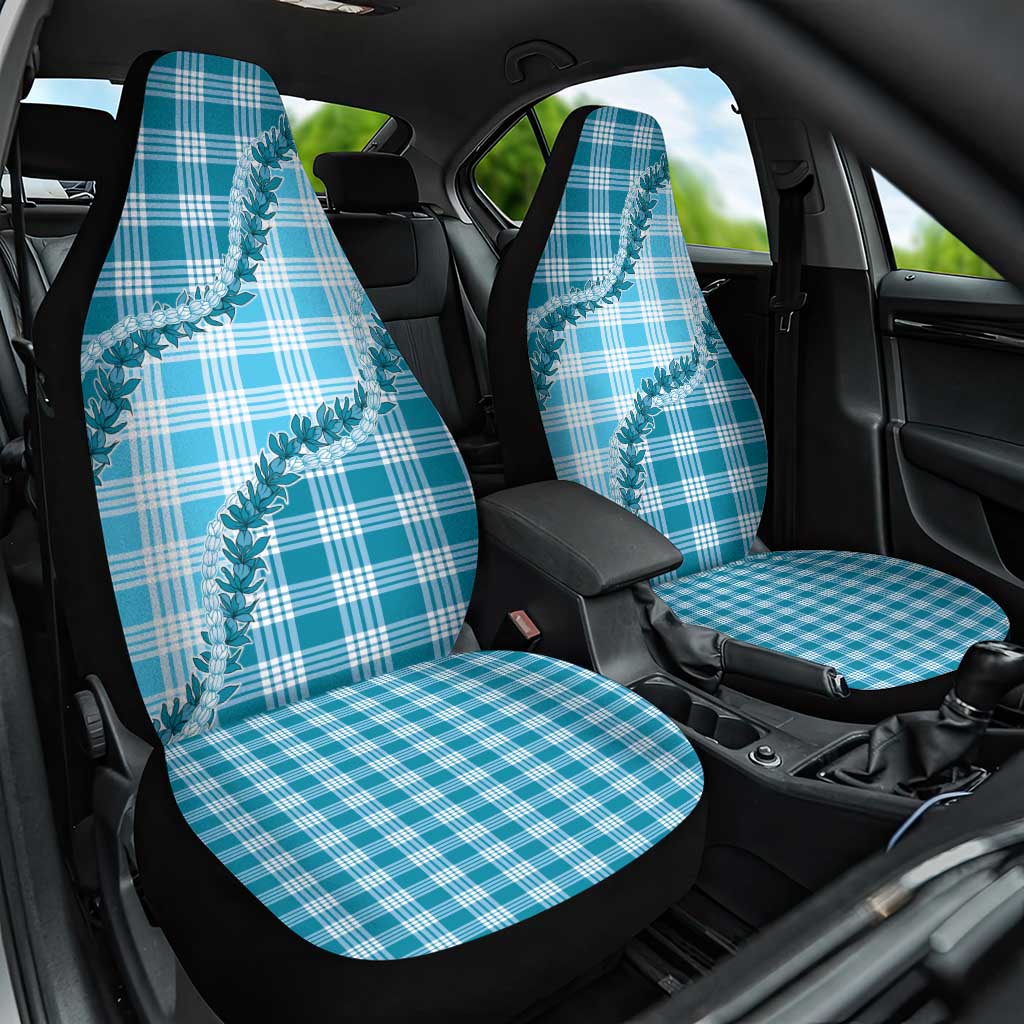 Blue Hawaii Palaka Car Seat Cover Hawaiian Pikake Lei