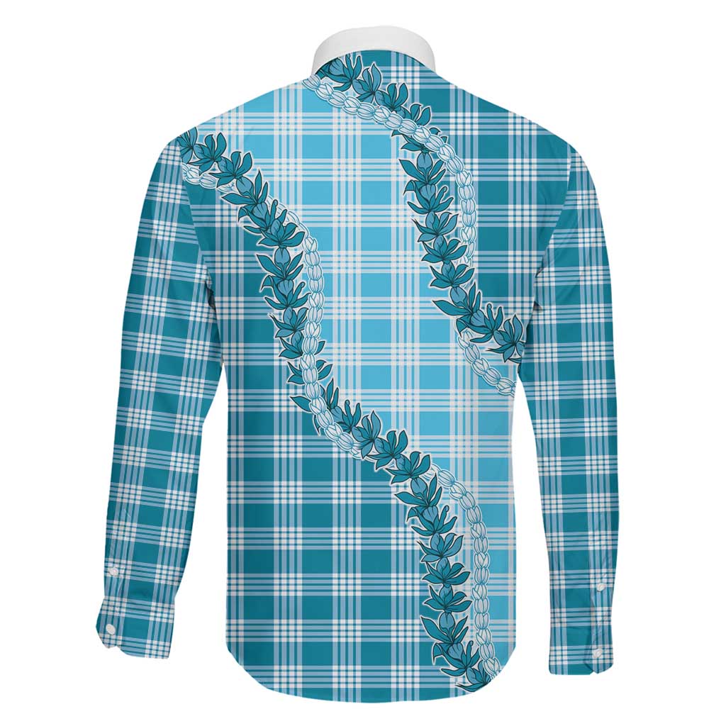 Blue Hawaii Palaka Family Matching Puletasi and Hawaiian Shirt Hawaiian Pikake Lei