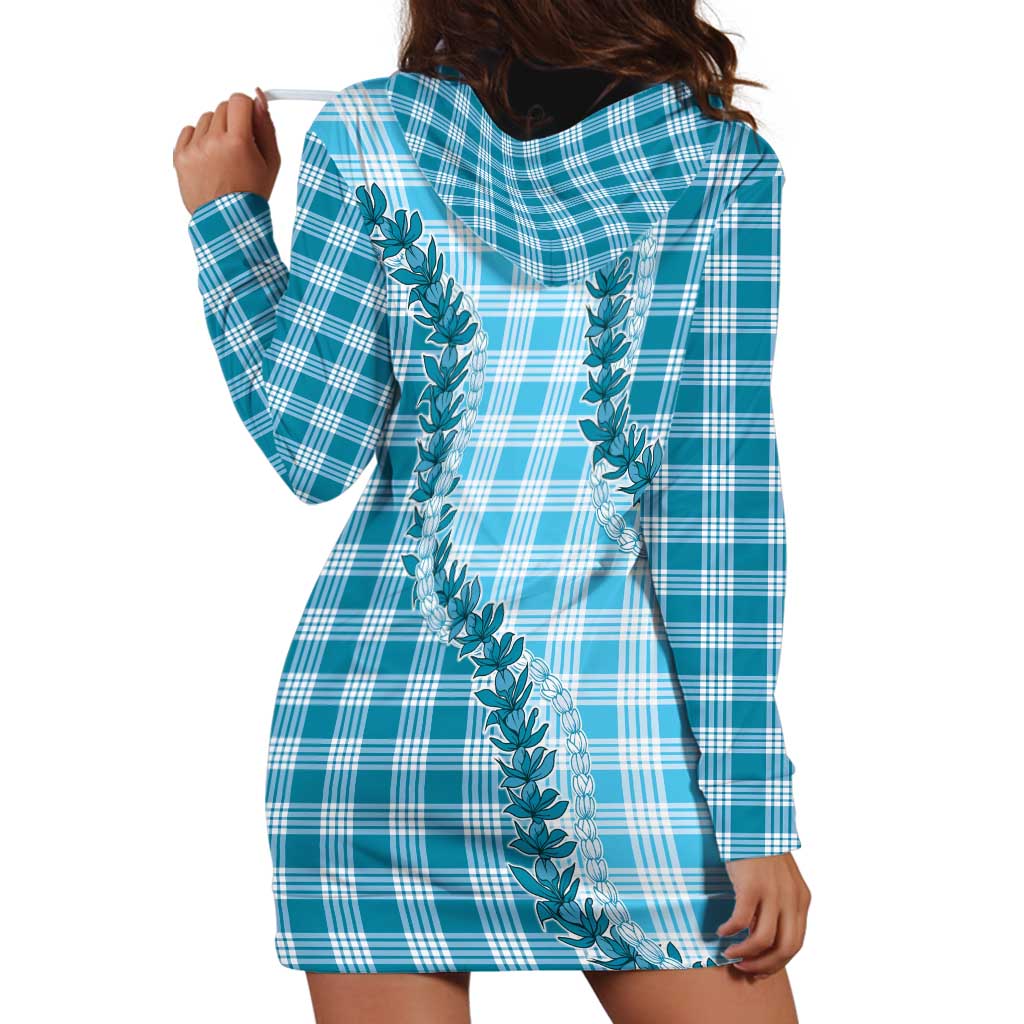 Blue Hawaii Palaka Hoodie Dress Hawaiian Pikake Lei LT05 - Polynesian Pride