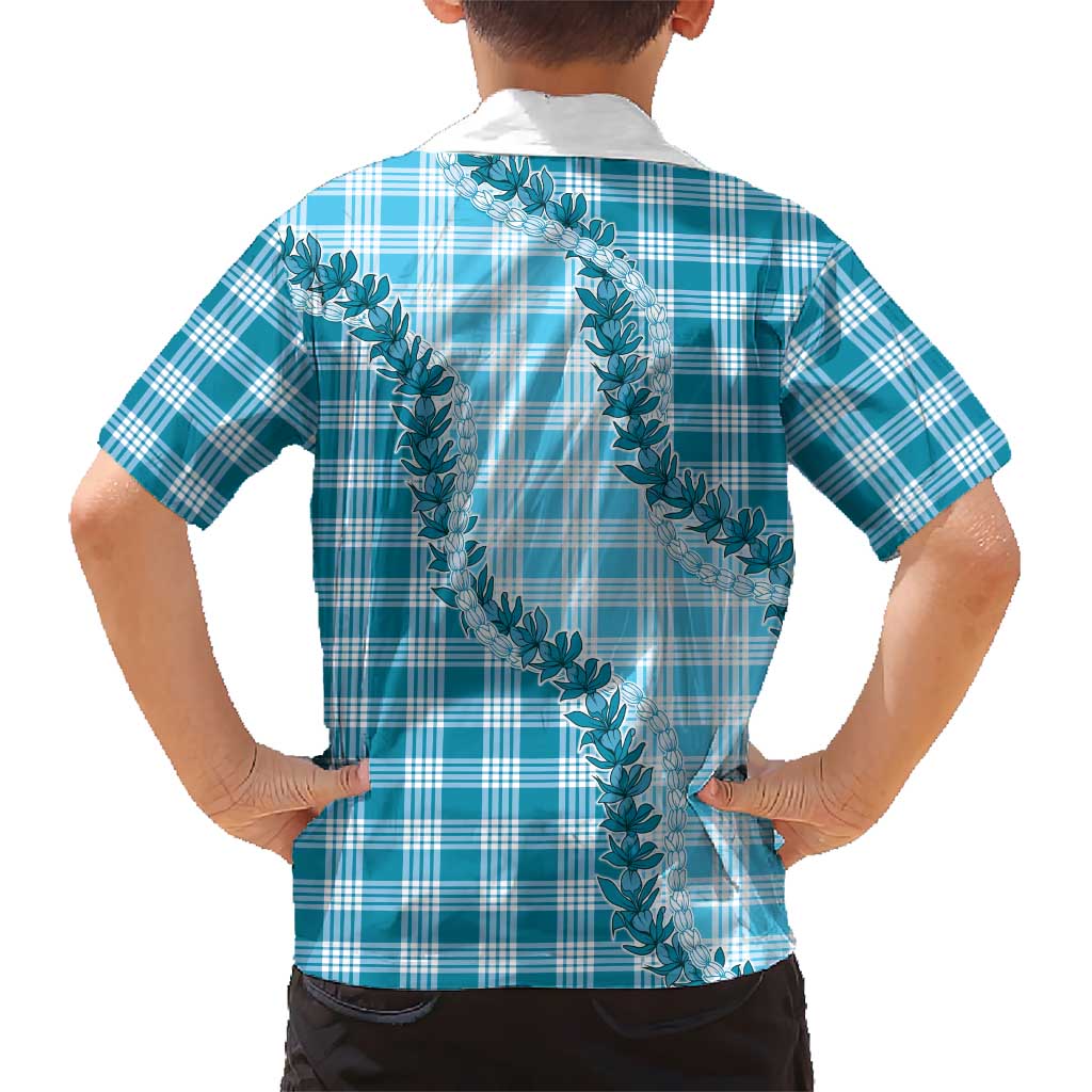 Blue Hawaii Palaka Kid Hawaiian Shirt Hawaiian Pikake Lei LT05 - Polynesian Pride