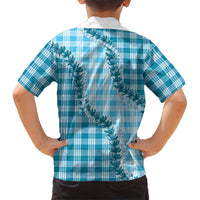 Blue Hawaii Palaka Kid Hawaiian Shirt Hawaiian Pikake Lei LT05 - Polynesian Pride
