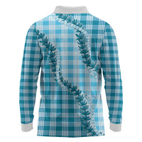 Blue Hawaii Palaka Long Sleeve Polo Shirt Hawaiian Pikake Lei LT05 - Polynesian Pride