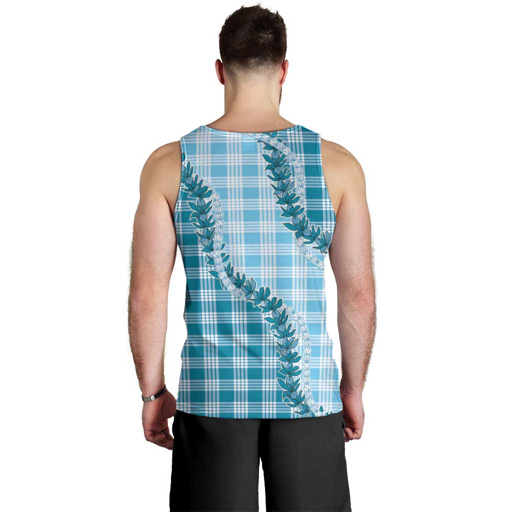 Blue Hawaii Palaka Men Tank Top Hawaiian Pikake Lei