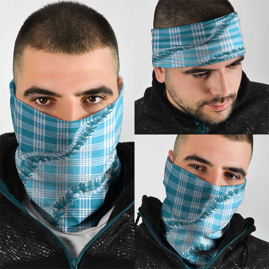 Blue Hawaii Palaka Neck Gaiter Hawaiian Pikake Lei