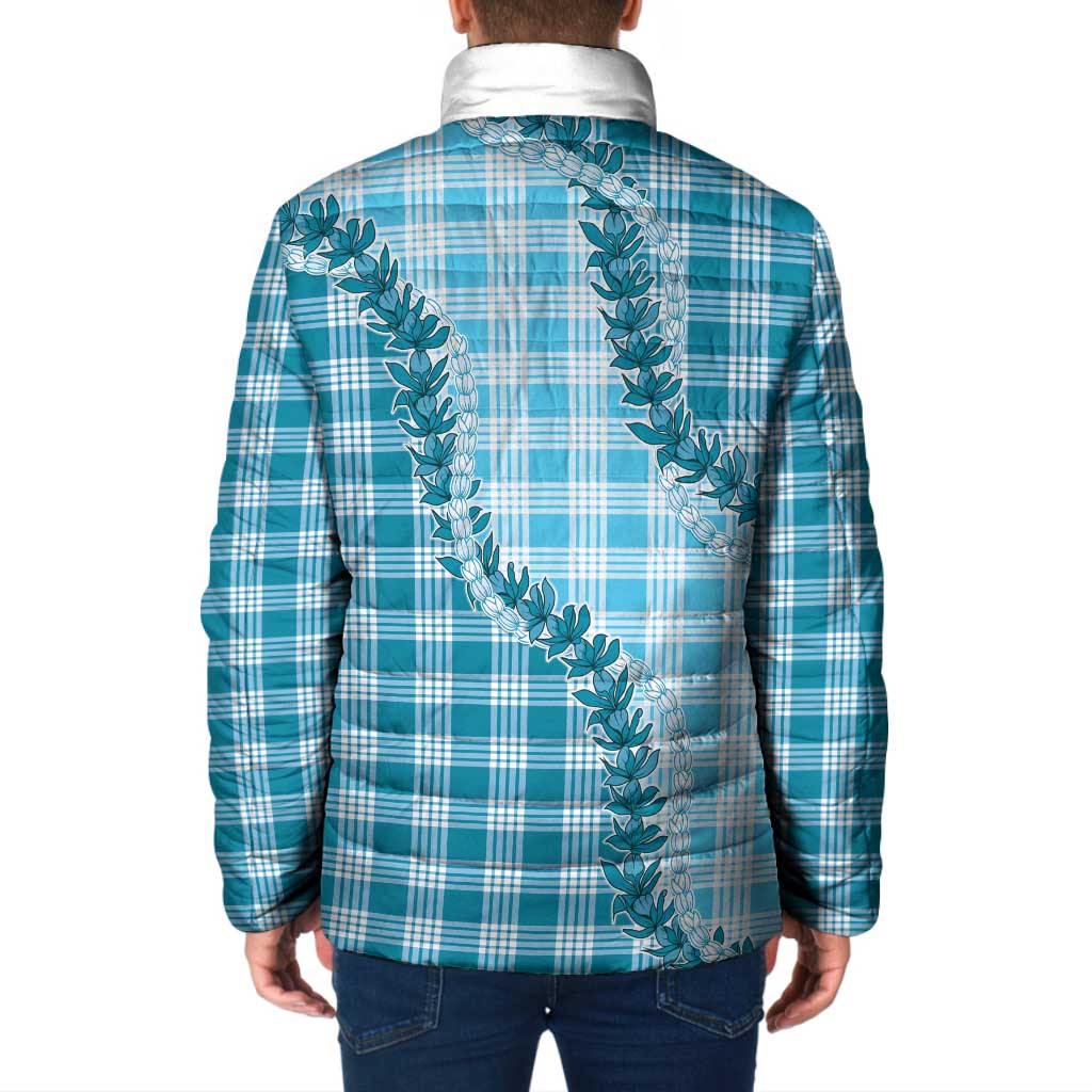 Blue Hawaii Palaka Padded Jacket Hawaiian Pikake Lei