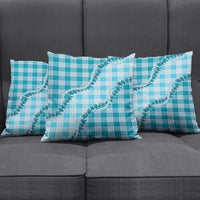 Blue Hawaii Palaka Pillow Cover Hawaiian Pikake Lei