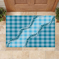 Blue Hawaii Palaka Rubber Doormat Hawaiian Pikake Lei