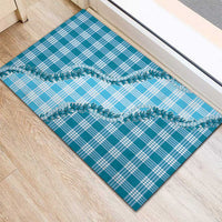 Blue Hawaii Palaka Rubber Doormat Hawaiian Pikake Lei