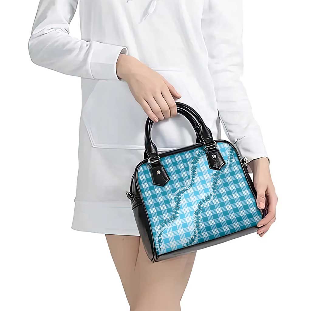 Blue Hawaii Palaka Shoulder Handbag Hawaiian Pikake Lei