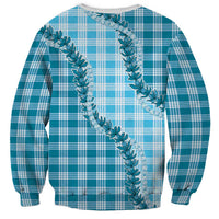 Blue Hawaii Palaka Sweatshirt Hawaiian Pikake Lei