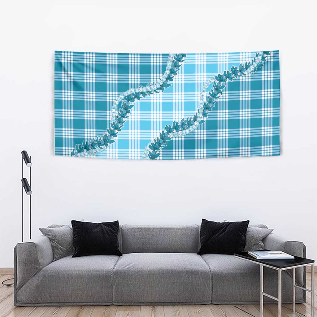Blue Hawaii Palaka Tapestry Hawaiian Pikake Lei