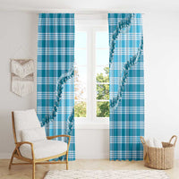 Blue Hawaii Palaka Window Curtain Hawaiian Pikake Lei