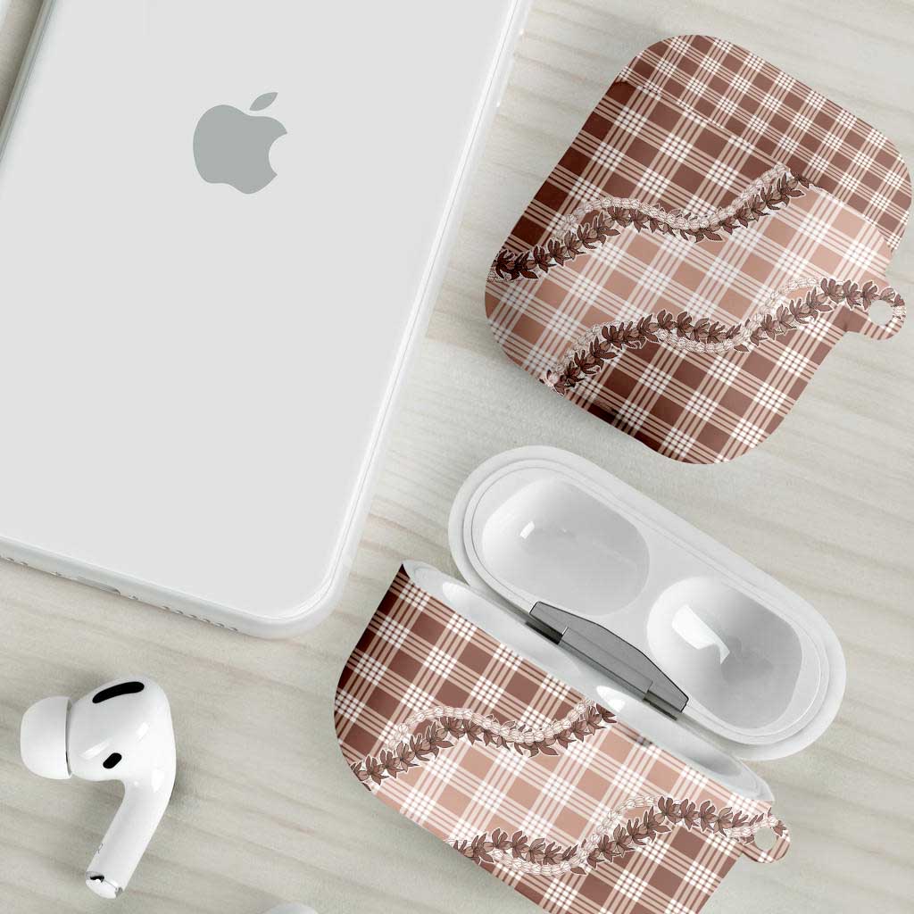 Beige Hawaii Palaka AirPods Case Hawaiian Pikake Lei