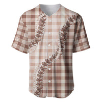 Beige Hawaii Palaka Baseball Jersey Hawaiian Pikake Lei