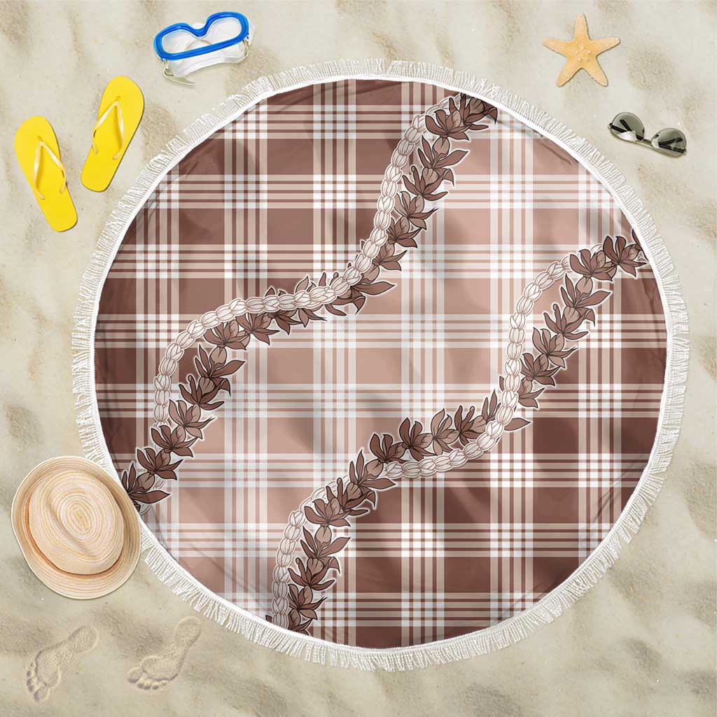 Beige Hawaii Palaka Beach Blanket Hawaiian Pikake Lei