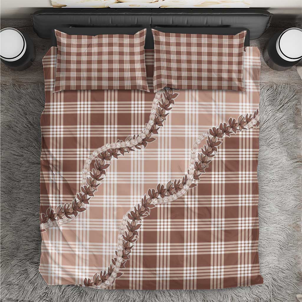 Beige Hawaii Palaka Bedding Set Hawaiian Pikake Lei